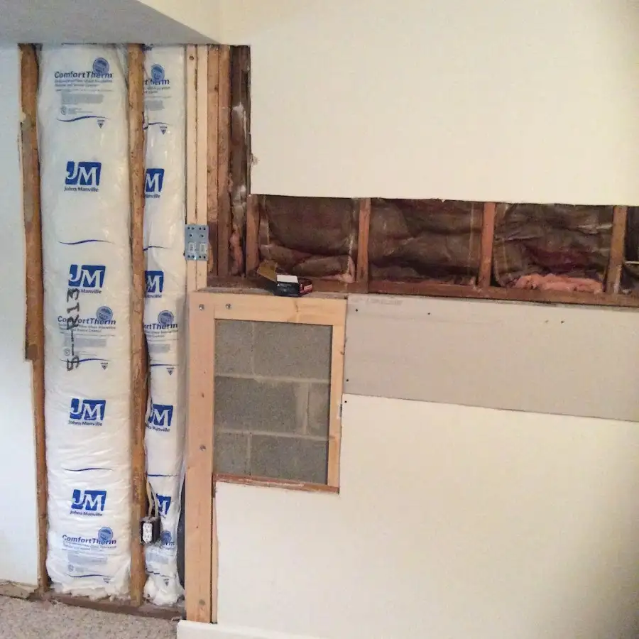 Wall insulation replacement during Basement Flood Cleanup in Strasburg